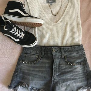 American Eagle Black Studded Jean Shorts